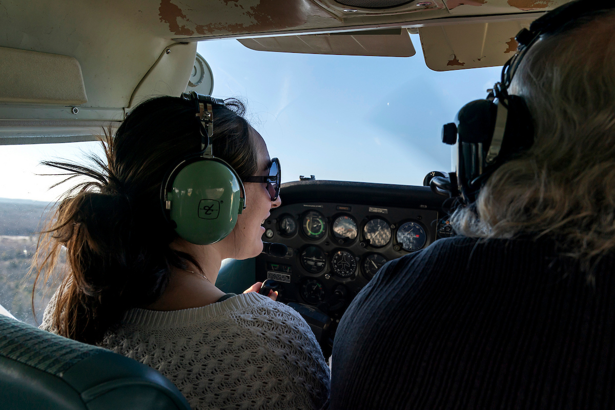 Woman in plane